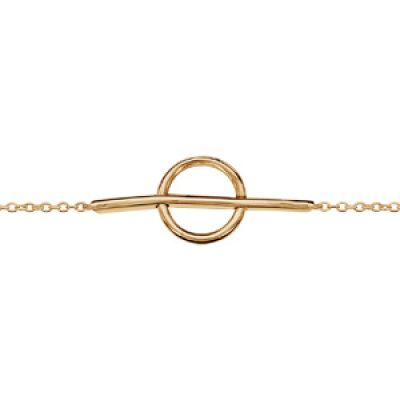 Bracelet en plaqué or chaîne avec anneau traversé par baguette lisse 16cm + 2cm