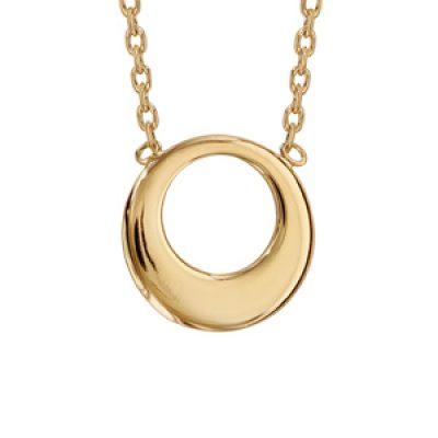 Collier en plaqué or chaîne avec pendentif cercle lisse - longueur 37+4cm