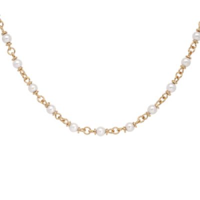 Collier en plaqué or avec perles blanches de synthése 40+5cm