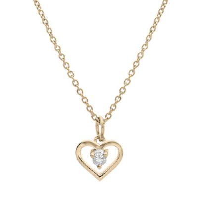 Collier en plaqué or chaîne avec pendentif coeur et oxyde blanc 35+5cm