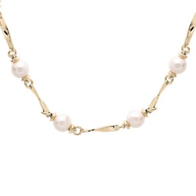 Collier en plaqué ororiginal avec perles blanches 39+7cm