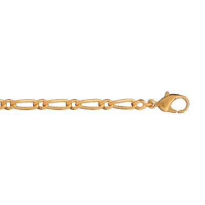 Bracelet en plaqué or chaîne maille figaro 1+1 largeur 3mm et longueur 18cm