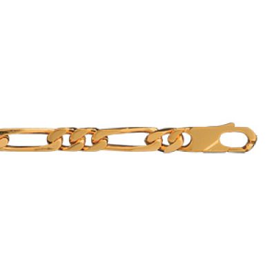 Bracelet en plaqué or chaîne maille figaro 1+2 largeur 6mm et longueur 21cm
