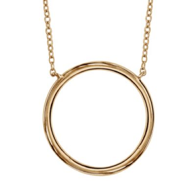 Collier en plaqué or chaîne avec pendentif anneau diamètre 20mm - longueur 40cm + 4cm de rallonge