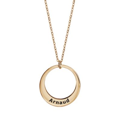 Collier en plaqué or chaîne avec pendentif 1 anneau prénom à graver - longueur 40cm + 5cm de rallonge