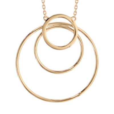 Collier en plaqué or chaîne avec pendentif 3 anneaux - longueur 42cm + 3cm de rallonge