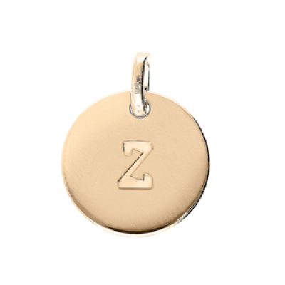 Pendentif en plaqué or médaille 12mm gravure lettre alphabet "Z"