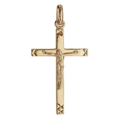 Pendentif croix en plaqué or avec Christ