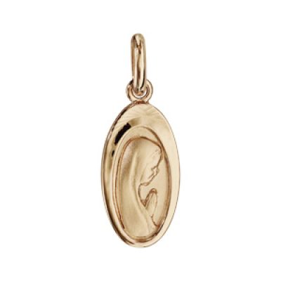 Pendentif médaille en plaqué or ovale Vierge