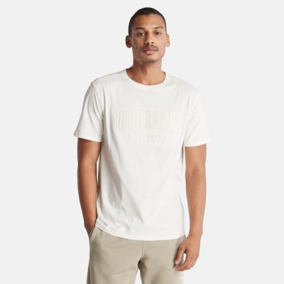 Timberland T-shirt Modern Wash Brand Carrier Pour Homme En Blanc Blanc