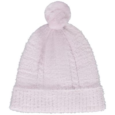 Bonnet en tricot torsadé avec pompon pour fille - Lila