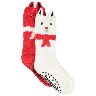 Lot de 2 paires de chaussettes antidérapantes Noël pour garçon - Rouge