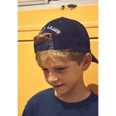 Casquette en velours côtelé et broderie 3D pour garçon - Bleu marine