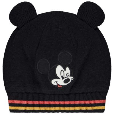 Bonnet en tricot avec oreilles en relief Mickey Disney pour bébé garçon - Noir