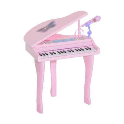 HOMCOM Jouet musical Piano électronique Clavier avec 37 Touches Instrument d'Éducation Musical avec Micro Haut Parleur Rose