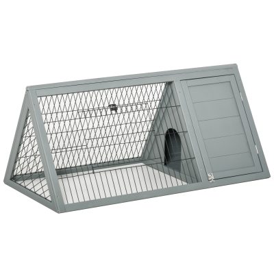 PawHut Clapier cage lapin triangulaire de sol enclos extérieur niche double porte dim. 116L x 62