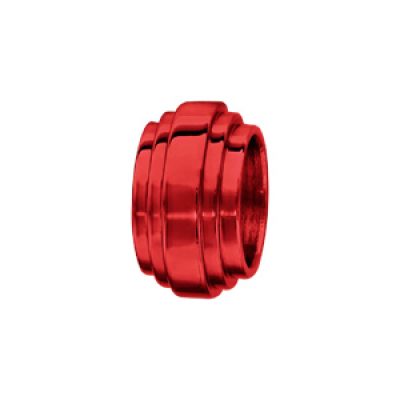 Charms Thabora grand modèle pour homme en acier et aluminium anodisé rouge brillant forme godron