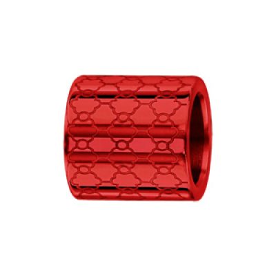Charms Thabora grand modèle pour homme en acier et aluminium anodisé rouge brillant forme tube motif alvéoles