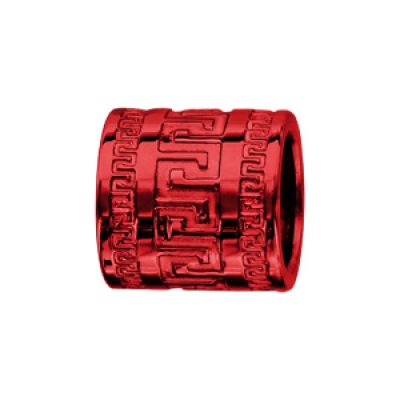 Charms Thabora grand modèle pour homme en acier et aluminium anodisé rouge brillant tube motif méandres grecs