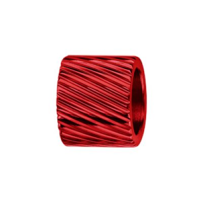 Charms Thabora grand modèle pour homme en acier et aluminium anodisé rouge brillant forme tube strié