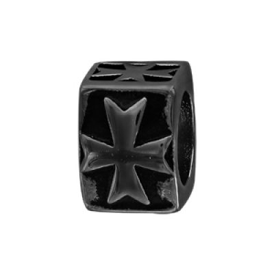 Charms Thabora grand modèle pour homme en acier et PVD noir croix sur templier cubique