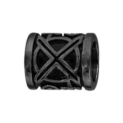 Charms Thabora grand modèle pour homme en acier et PVD noir cylindre motif