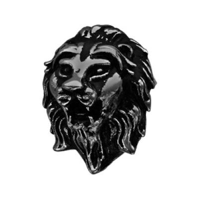 Charms Thabora grand modèle pour homme en acier et PVD noir tête de lion