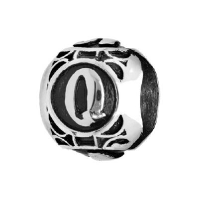 Charms Thabora grand modèle pour homme en acier boule lettre "Q" patiné noire