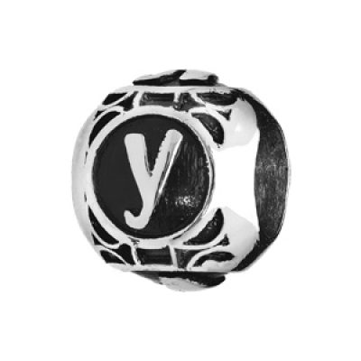 Charms Thabora grand modèle pour homme en acier boule lettre "Y" patiné noire