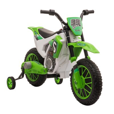 HOMCOM Moto Cross électrique pour Enfant 3 à 5 Ans 12 V 3-8 Km/h avec roulettes latérales Amovibles dim. 106