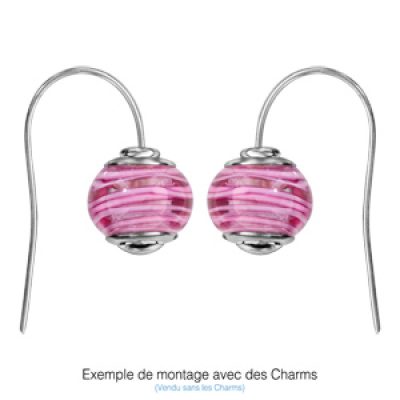Boucles d'oreilles en argent rhodié charms fermoir crochet (Charms non fourni)