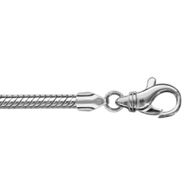 Bracelet en argent rhodié chaîne tube serpent pour charms - longueur 17cm fermoir mousqueton