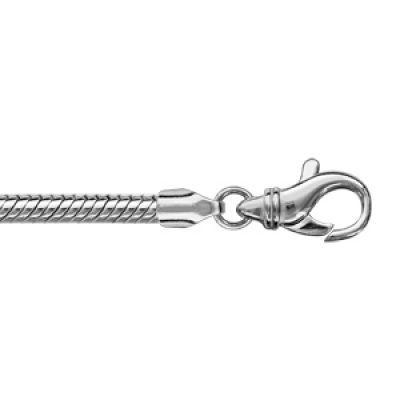 Bracelet en argent rhodié chaîne tube serpent pour charms - longueur 20cm fermoir mousqueton