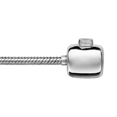 Bracelet en argent rhodié chaîne tube serpent pour charms - longueur 20cm fermoir haut de gamme