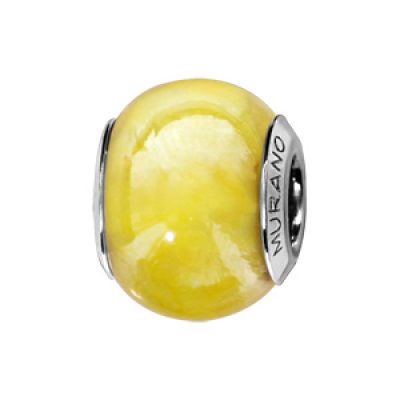 Charms Thabora en argent rhodié et verre de Murano véritable jaune nacré