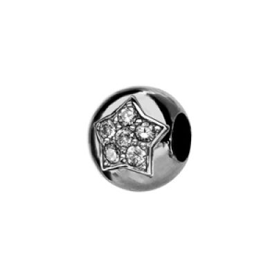 Charms Thabora en argent rhodié boule ornée d'1 étoile pavée de 5 oxydes blancs sertis