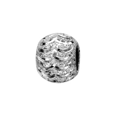 Charms Thabora en argent rhodié boule granitée avec diamantage en arcs de cercle
