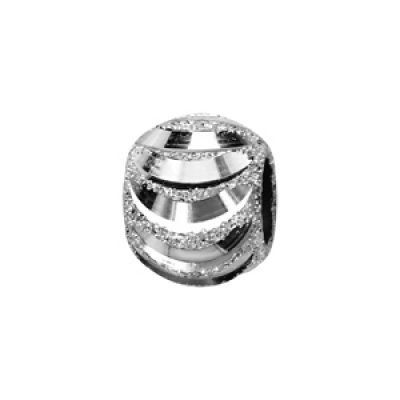 Charms Thabora en argent rhodié boule granité et diamantage en forme de lames