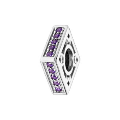 Charms Thabora en argent rhodié carré empierré violet
