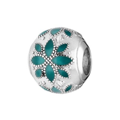 Charms Thabora en argent rhodié motif fleur turquoise