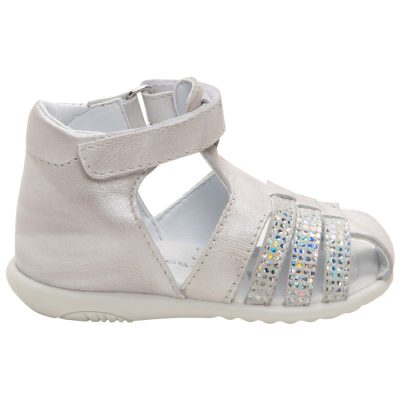 Sandales en cuir irisées pour bébé fille - Blanc