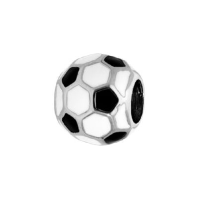 Charms Thabora médium en acier ballon de foot noir et blanc