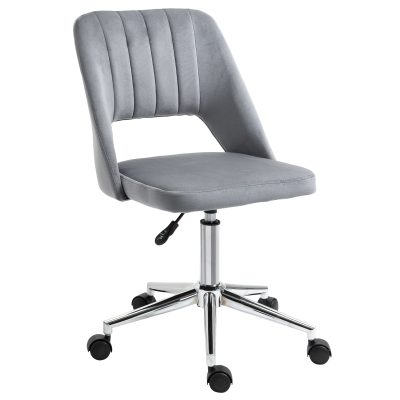 Vinsetto Chaise de bureau design contemporain pivotante 360° ergonomique  hauteur réglable revêtement velours 49 x 54 x 91 cm gris foncé
