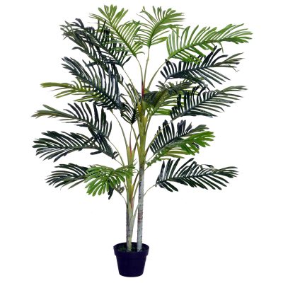 Outsunny Palmier artificiel hauteur 150 cm arbre artificiel décoration plastique fil de fer pot inclus vert aosom france