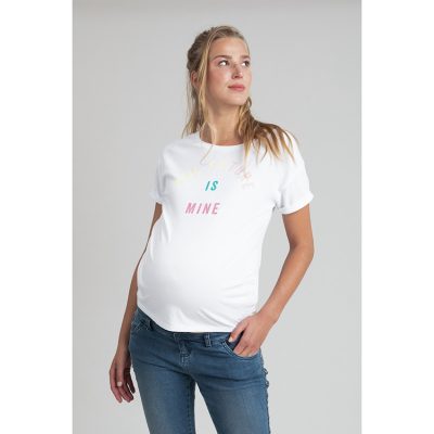 T-shirt de grossesse manches courtes à message printé - Blanc
