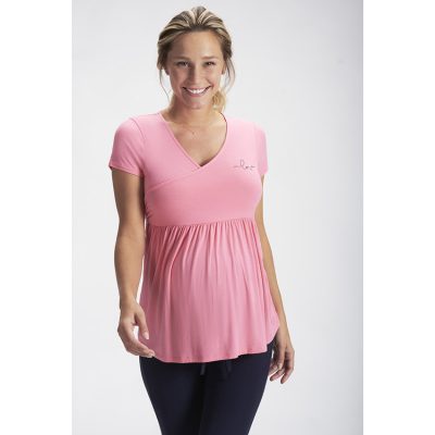 T-shirt pyjama de grossesse et d'allaitement - Rose