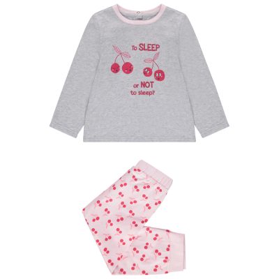 Pyjama imprimé cerises à paillettes - Rose clair