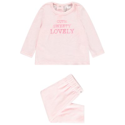 Pyjama en velours à message pour bébé fille - Rose clair