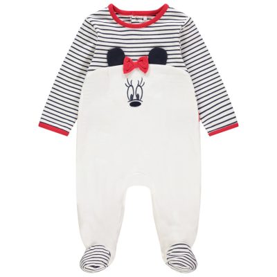 Dors-bien en jersey rayé motif Minnie Disney pour bébé fille - Ecru