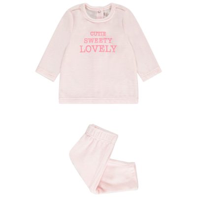 Pyjama 2 pièces en velours pour bébé fille - Rose